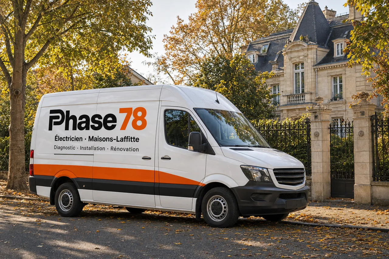 Utilitaire Phase 78 garé devant une villa de Maisons-Laffitte